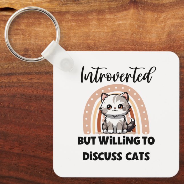 Porte-clés Funny Introvert Cat Lover Quote (Recto)