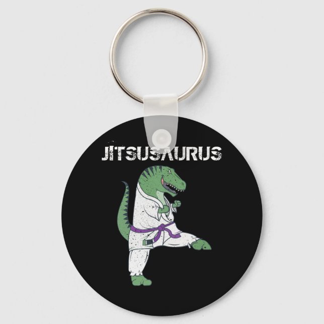 Porte-clés Funny Jujitsu, T-Rex Jiu Jitsu Black Belt (Recto)