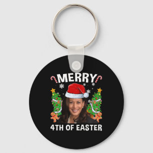Porte-clés Funny Kamala Harris Noël Santa Hat Joyeux 4e