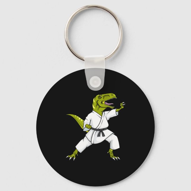 Porte-clés Funny Karatesaurus T-rex Dinosaur Karate Samurai D (Recto)