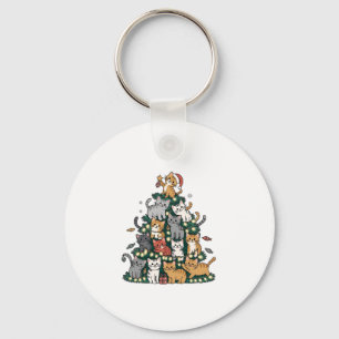 Porte-clés Funny Kitten Christmas Tree Chat Animal de compagn