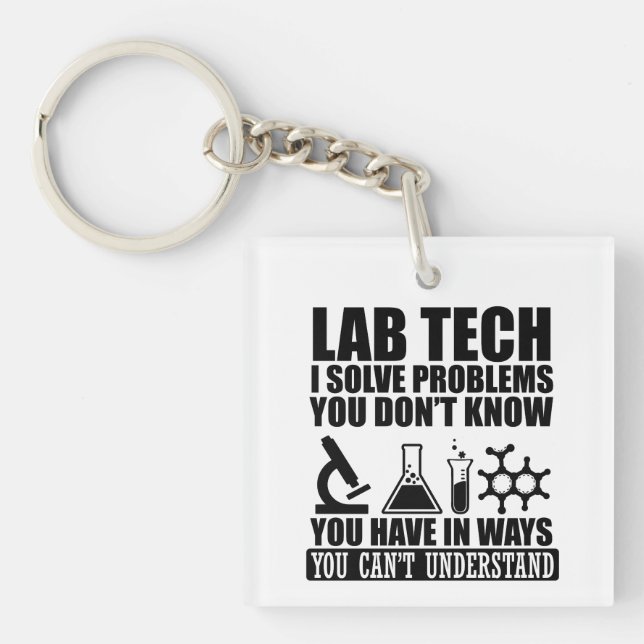 Porte-clés Funny lab tech cite laboratoire technicien humour (Devant)