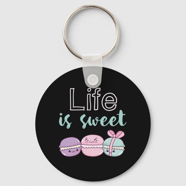 Porte-clés Funny Macaroon Puns La vie est douce (Recto)