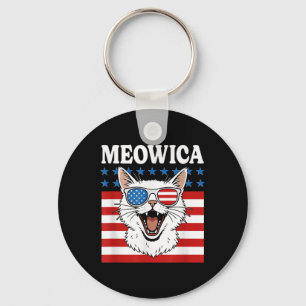 Porte-clés Funny Meowica Chat Juillet 4 Jour de l'Indépendanc
