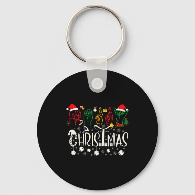Porte-clés Funny Merry Christmas Asl Tee American Sign Langua (Recto)