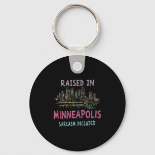 Porte-clés Funny Minneapolis Minnesota Skyline nuit Vintage
