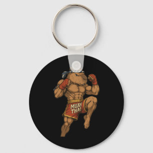 Porte-clés Funny Muay Thai Capybara Thai Boxe Arts martiaux