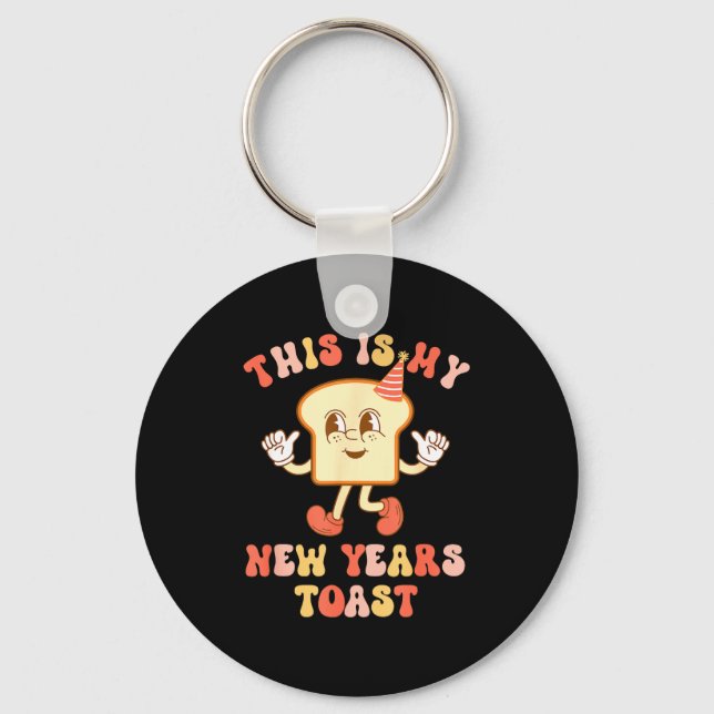 Porte-clés Funny New Year's Toast Bread Pun Retro Hipe  (Recto)