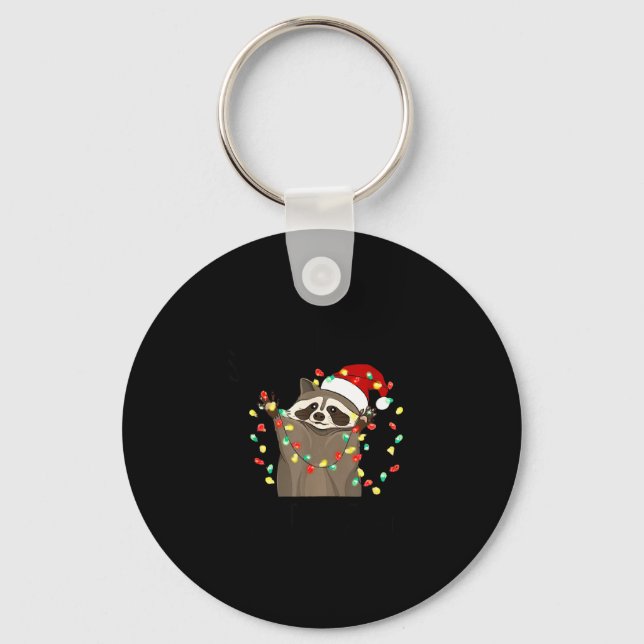 Porte-clés Funny Overstimulated But Festive Raccoon Christmas (Recto)