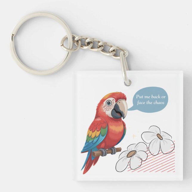 Porte-clés Funny Parrot Porte - clé acrylique - Texte et imag (Devant)