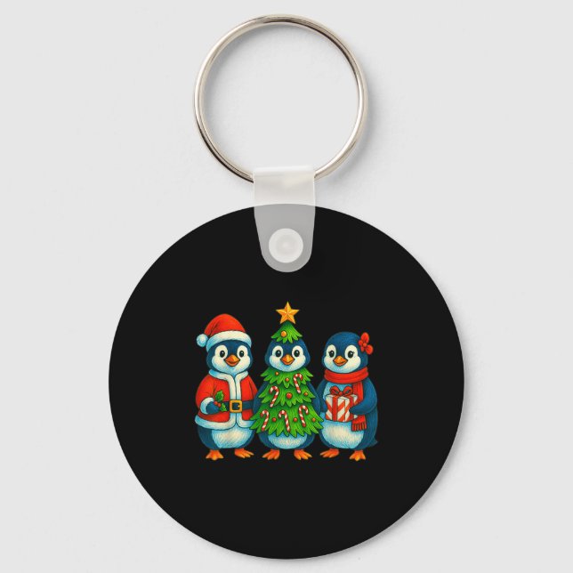 Porte-clés Funny Penguin Christmas Lights Penguin Cute Xmas H (Recto)