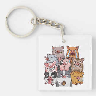Porte-clés Funny Pig Mood Squad Cartoon