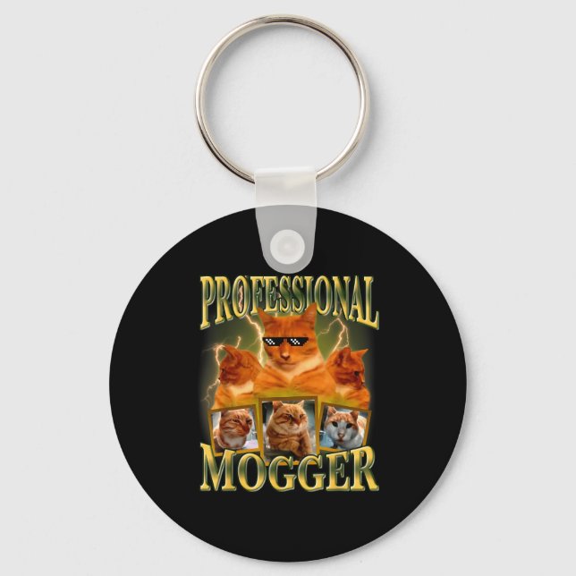 Porte-clés Funny Professional Mogger Cat Meme Mewing Looksmax (Recto)