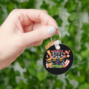 Porte-clés Funny Raccoon ‘Live Fast Eat Trash’