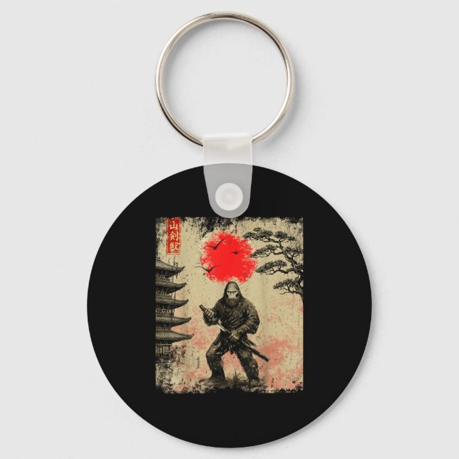 Porte-clés Funny Samurai Bigfoot Japanese Art Graphic Tee Ani (Recto)