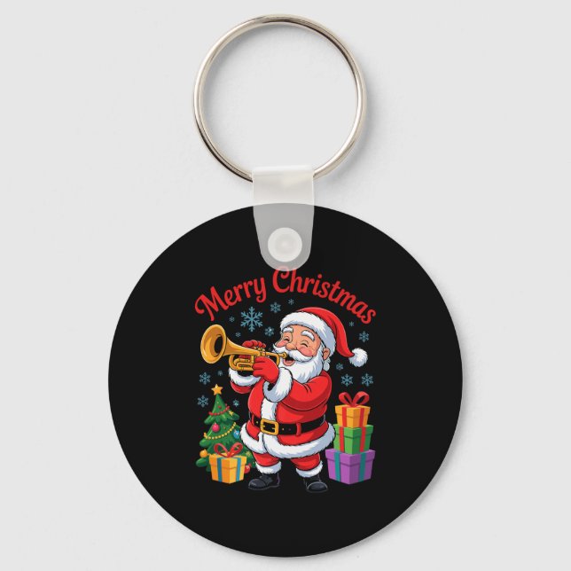 Porte-clés Funny Santa Christmas Design Trumpet Holiday Xmas  (Recto)