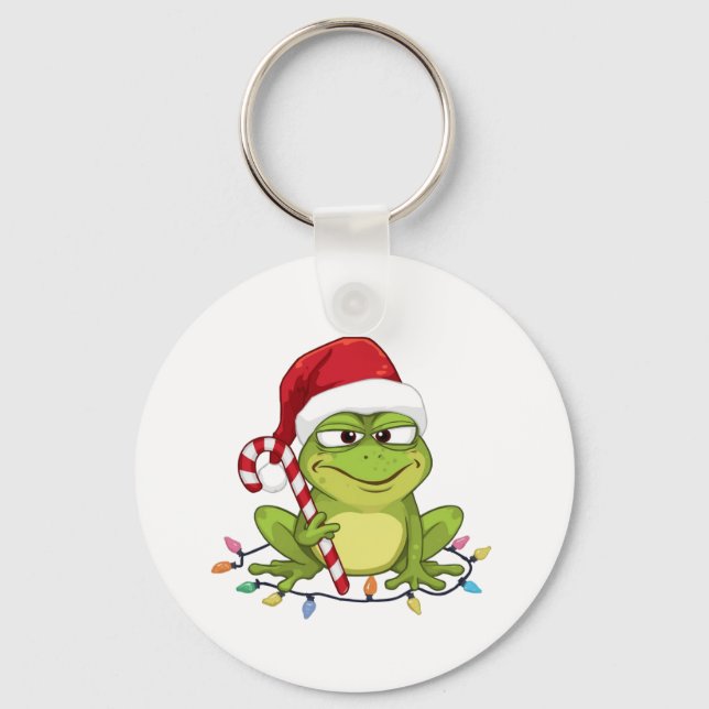 Porte-clés Funny Santa Frog Christmas Shirt - Cute Frog with  (Recto)