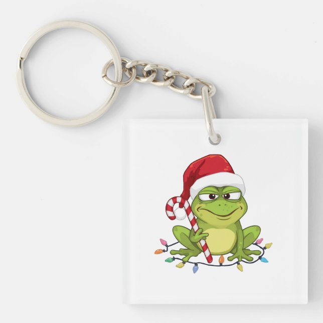 Porte-clés Funny Santa Frog Christmas Shirt - Cute Frog with  (Devant)