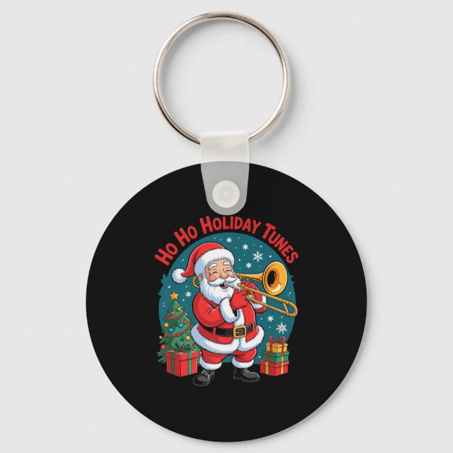 Porte-clés Funny Santa Playing Trombone Holiday Chrismas Xmas (Recto)
