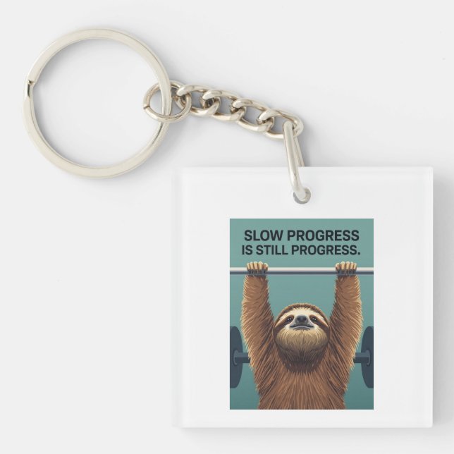 Porte-clés Funny Sloth Gym Motivation Poster - Slow Progress  (Devant)