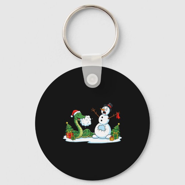 Porte-clés Funny Snake Snowman Christmas Tree Xmas Womens Men (Recto)