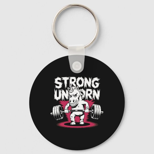 Porte-clés Funny Strong Deadlift Bodybuilding Unicorn (Recto)