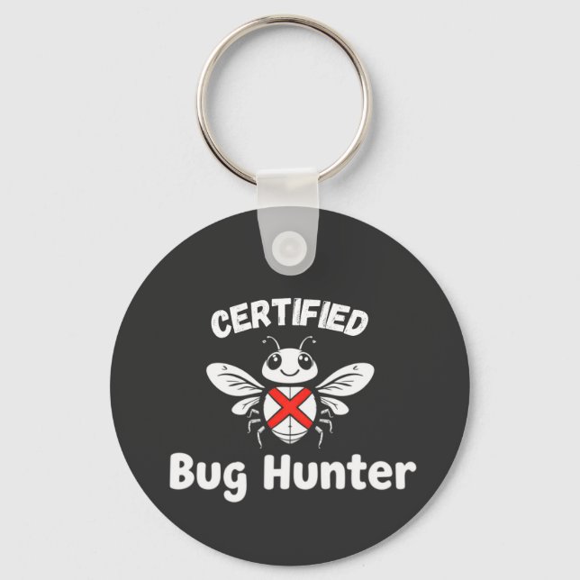 Porte-clés Funny Tech Porte - clé - "Certifié Bug Hunter" (Recto)