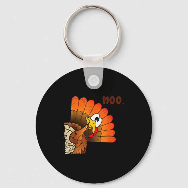 Porte-clés Funny Thanksgiving Cute Turkey Moo I'm A Cow Men W (Recto)