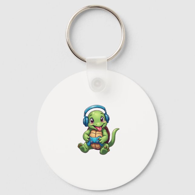 Porte-clés Funny Turtle Gamer Gaming Turtles Video Game (1) (Recto)