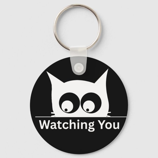 Porte-clés Funny Watching You Cat Cute Minimal (Recto)