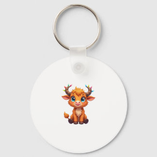 Porte-clés Funny Xmas Cow Lights Boys Girls Cute Highland Cow