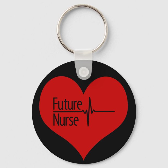 Porte-clés Futur infirmière Red EKG Coeur (Recto)