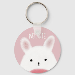 Porte-clés Fuzzy Bunny Pink Personnalised