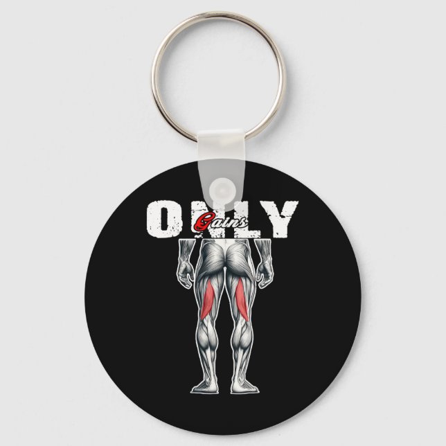 Porte-clés Gains Uniquement Gym D'Entraînement De Bodybuildin (Recto)