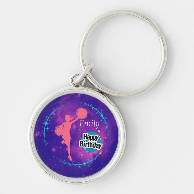 Porte-clés Galaxie d'anniversaire joyeuse et personnalisée   (Devant)