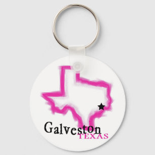 Porte-clés Galveston Texas plan artistique rose