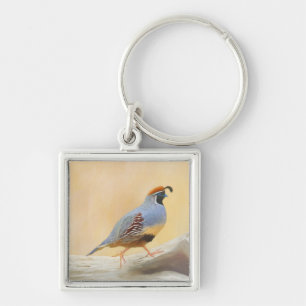 Porte-clés Gambrel's Quail Painting Original Bird Art