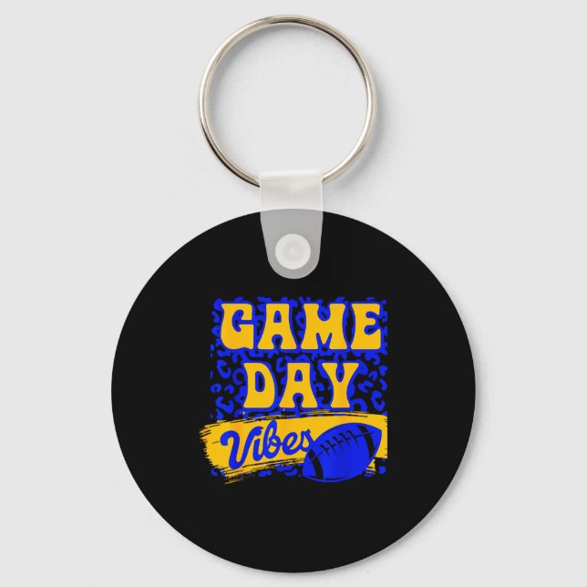 Porte-clés Game Day Vibes Football Season Football Blue Gold  (Recto)