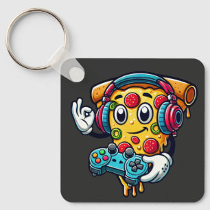 Porte-clés Gamer Pizza Vidéo Jeu porte - clé alimentaire