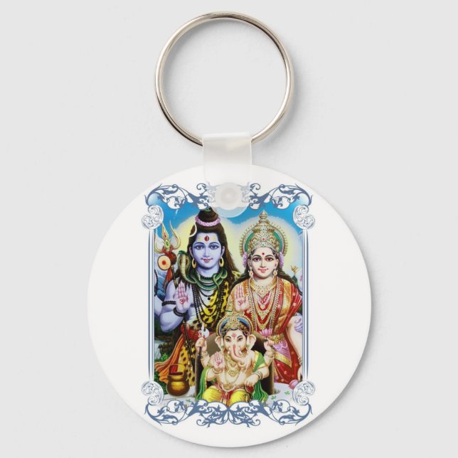 Porte-clés Ganesh, Shiva et Parvati, Lord Ganesha, Durga (Recto)