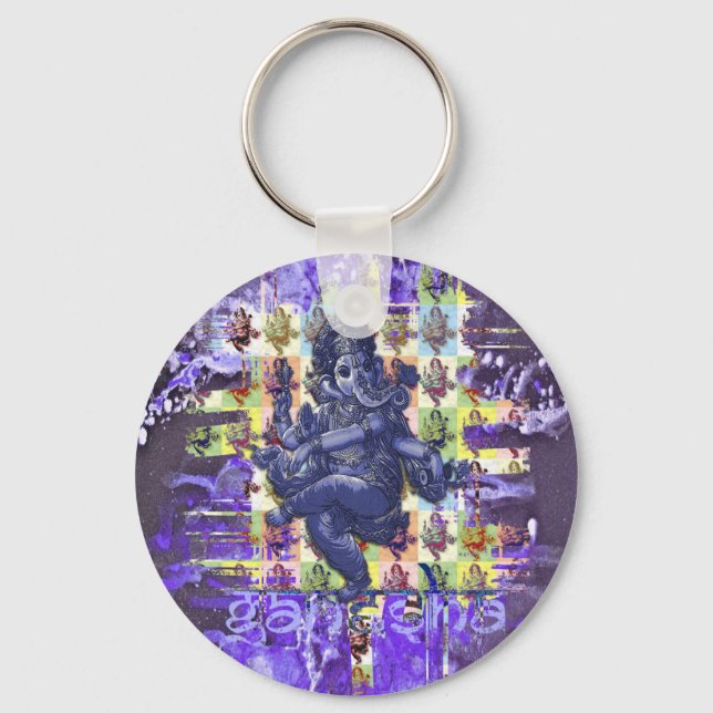 Porte-clés GANESHA | éclaboussure de peinture violette (Recto)