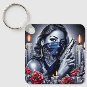 Porte-clés Gangster Girl Hip hop chicano art Design