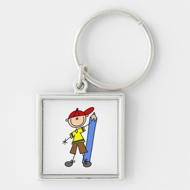 Porte-clés Garçon de bâton avec le crayon (Devant)