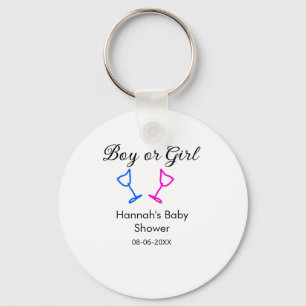 Porte-clés Garçon ou fille baby shower rose bleu verre nom da