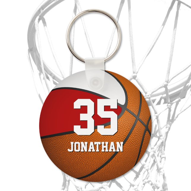 Porte-clés garçons basketball avec couleurs d'équipe rouge et (Créateur téléchargé)