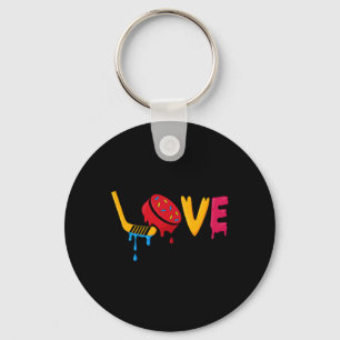 Porte-clés Garçons de glace de hockey Crème glacée Drip Amour