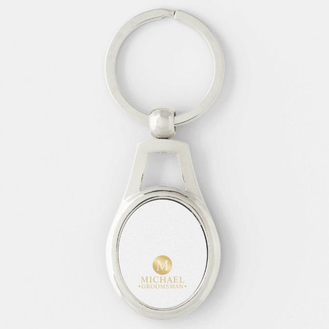 Porte-clés Garçons d'honneur Personnalisés Or Élégant (Devant)