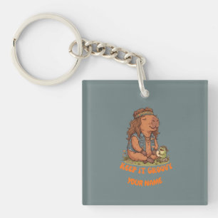 Porte-clés Garde-le Groovy Capybara Mignon Rétro Personnalisé