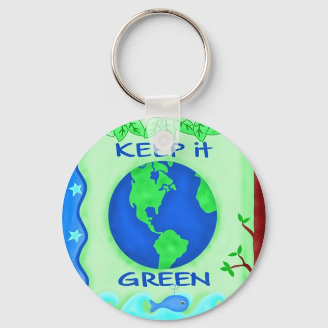 Porte-clés Garder vert Sauver la Terre Environnement Art (Recto)