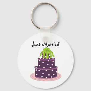 Porte-clés Gâteau de Mariage Élégant Violet - Tout Juste Mari